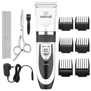 Dog Clippers Low Noise Grooming Kit for Dogs Cats Pets | Cordless & Long Battery Life, Simple for Beginners, 6 Guide Combs, Removable & Rinsable Blade Dog Clippers Low Noise Grooming Kit for Dogs Cats Pets | Cordless & Long Battery Life, Simple for Beginners, 6 Guide Combs, Removable & Rinsable Blade