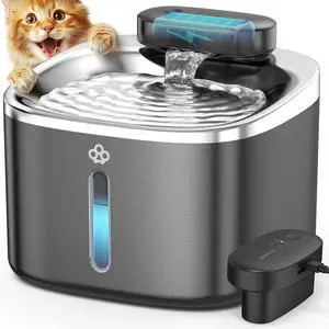 Cat Water Fountain, 3.5L/118oz Battery Operated Pet Fountain Stainless Steel, Automatic Water Fountains for Cats Indoor, Rechargeable (Hale 3.5L Black Color) Cat Water Fountain, 3.5L/118oz Battery Operated Pet Fountain Stainless Steel, Automatic Water Fountains for Cats Indoor, Rechargeable (Hale 3.5L Black Color)