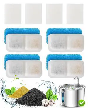 Cat Water Fountain Filters Replacement, 4 Pack for 67oz/2L Stainless Steel Fountain, Easy to Install and Clean Cat Water Fountain Filters Replacement, 4 Pack for 67oz/2L Stainless Steel Fountain, Easy to Install and Clean
