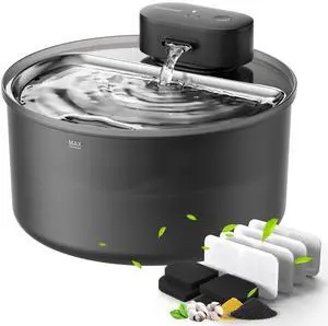 3.2L Cat Water Fountain with 5 Filters, 304 Stainless Steel Water Tray, Cordless Pet Water Fountains, Battery Operated for Cats Indoor, 20dB Ultra-Quiet 3.2L Cat Water Fountain with 5 Filters, 304 Stainless Steel Water Tray, Cordless Pet Water Fountains, Battery Operated for Cats Indoor, 20dB Ultra-Quiet