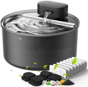 3.2L Cat Water Fountain with 9 Filters, 304 Stainless Steel Water Tray, Cordless Pet Water Fountains, Battery Operated for Cats Indoor, 20dB Ultra-Quiet 3.2L Cat Water Fountain with 9 Filters, 304 Stainless Steel Water Tray, Cordless Pet Water Fountains, Battery Operated for Cats Indoor, 20dB Ultra-Quiet