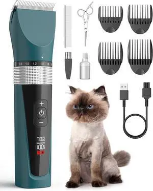 Cat Clippers for Matted Hair, 5-Speed Quiet Cat Grooming kit | Waterproof, 49dB Low Noise, 120min Long Battery Life LCD Display,4 Guards With Comb and Scissor,For Long Thick Matted Hair Cat Clippers for Matted Hair, 5-Speed Quiet Cat Grooming kit | Waterproof, 49dB Low Noise, 120min Long Battery Life LCD Display,4 Guards With Comb and Scissor,For Long Thick Matted Hair