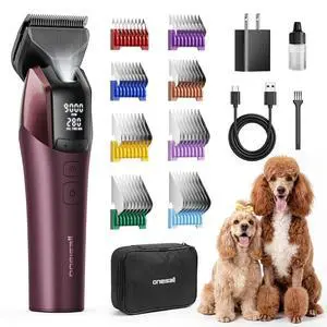 Professional Dog Clippers for Grooming Thick Hair, 9000RPM 5 Speed | 5 in 1 DLC Blade, 280min Cordless, Low Noise Dog Grooming Kit with 8 Metal Combs Carring Case for Dogs Cats Pet Professional Dog Clippers for Grooming Thick Hair, 9000RPM 5 Speed | 5 in 1 DLC Blade, 280min Cordless, Low Noise Dog Grooming Kit with 8 Metal Combs Carring Case for Dogs Cats Pet
