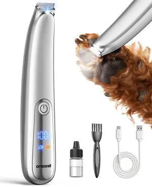 Dog Paw Trimmer with LED Light & Skin-Friendly Curved Blade | Low Noise Paw Clippers, 2-Speed 6500 RPM for Dogs & Cats, Cordless, Between Toes & Sensitive Areas Dog Paw Trimmer with LED Light & Skin-Friendly Curved Blade | Low Noise Paw Clippers, 2-Speed 6500 RPM for Dogs & Cats, Cordless, Between Toes & Sensitive Areas