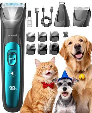 LED Light 2-in-1 Dog Grooming Clippers & Paw Trimmer Kit | Cordless & 3.7 hrs Runtime, 7 Guide Combs, LED Display, Safe for Paw, Face, Ears, Legs, Body LED Light 2-in-1 Dog Grooming Clippers & Paw Trimmer Kit | Cordless & 3.7 hrs Runtime, 7 Guide Combs, LED Display, Safe for Paw, Face, Ears, Legs, Body