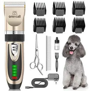 Dog Grooming Clippers with LED Display for Dogs & Cats | Low Noise Quiet,2-Speed,Cordless Rechargeable,Fast Charge,Detachable,Waterproof,Battery Level Display, Model X2,Gold Dog Grooming Clippers with LED Display for Dogs & Cats | Low Noise Quiet,2-Speed,Cordless Rechargeable,Fast Charge,Detachable,Waterproof,Battery Level Display, Model X2,Gold