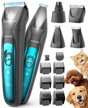 Professional 4-in-1 Dog Grooming Kit with LED Light | Quiet Clippers & Nail Grinder, Cordless, 3.7 hrs Runtime, LED Display, Safe for Paws, Face, Ears & Body Professional 4-in-1 Dog Grooming Kit with LED Light | Quiet Clippers & Nail Grinder, Cordless, 3.7 hrs Runtime, LED Display, Safe for Paws, Face, Ears & Body
