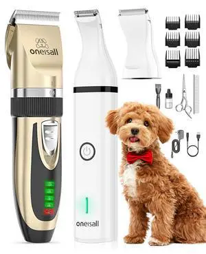 Dog Clippers and Paw Trimmer Kit for Small Large Dogs Cats | Low Noise, Powerful Motor, Cordless & Long Battery Life, Simple for Beginners, 6 Guide Combs, Removable & Rinsable Blade Dog Clippers and Paw Trimmer Kit for Small Large Dogs Cats | Low Noise, Powerful Motor, Cordless & Long Battery Life, Simple for Beginners, 6 Guide Combs, Removable & Rinsable Blade
