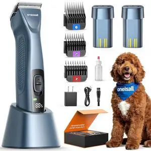 Professional Dog Clippers Dual Battery Unlimited Runtime A5 Blade | 3700SPM 2-Speed, 2 Pcs 2600mAh Swappable Battery, Low Noise Dog Grooming Clippers for Thick Long Curly Matted Hair Professional Dog Clippers Dual Battery Unlimited Runtime A5 Blade | 3700SPM 2-Speed, 2 Pcs 2600mAh Swappable Battery, Low Noise Dog Grooming Clippers for Thick Long Curly Matted Hair