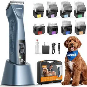 Professional Dog Clippers 8 Metal Combs with Carring Case | 3700SPM 2-Speed, 2600mAh Swappable Battery, Low Noise Dog Grooming Clippers for Thick Long Curly Matted Hair Professional Dog Clippers 8 Metal Combs with Carring Case | 3700SPM 2-Speed, 2600mAh Swappable Battery, Low Noise Dog Grooming Clippers for Thick Long Curly Matted Hair