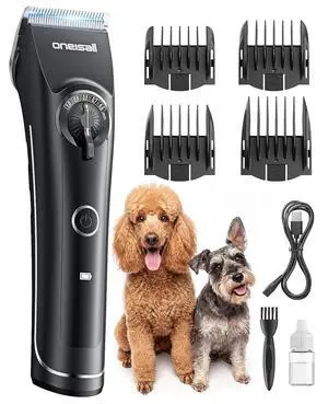 Dog Clippers for Grooming Thick Heavy Coats | Low Noise,5 Blade Lengths,Detachable Blade,Fits Wahl's 3379,3332-3339 Metal Guards,Long Battery Life,High-Speed,4 Guide Combs Dog Clippers for Grooming Thick Heavy Coats | Low Noise,5 Blade Lengths,Detachable Blade,Fits Wahl's 3379,3332-3339 Metal Guards,Long Battery Life,High-Speed,4 Guide Combs
