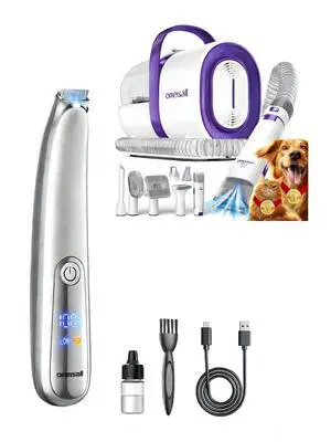 Dog Grooming Vacuum Purple and 2-Speed Dog Paw Trimmer Silver Dog Grooming Vacuum Purple and 2-Speed Dog Paw Trimmer Silver