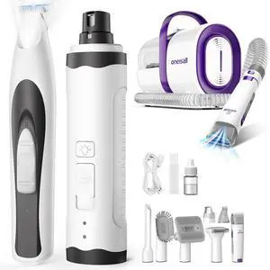Dog Grooming Vacuum& Quiet Pet Trimmer for Paws Dog Nail Grinder Paw Trimmer with 2 LED Lights Dog Grooming Vacuum& Quiet Pet Trimmer for Paws Dog Nail Grinder Paw Trimmer with 2 LED Lights