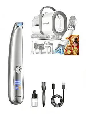 Dog Grooming Vacuum Gray and 2-Speed Dog Paw Trimmer Dog Grooming Vacuum Gray and 2-Speed Dog Paw Trimmer