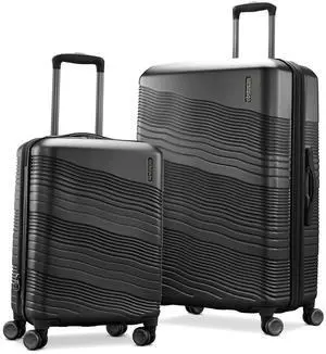 American Tourister Colorlite II 2 Piece Hard Side Expandable Luggage Set with Spinner Wheels, Black American Tourister Colorlite II 2 Piece Hard Side Expandable Luggage Set with Spinner Wheels, Black