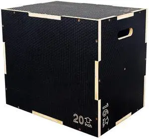 Fitvids 16" x 14" x 12" Non-Slip Wooden Plyo Box Jump Exercise Platform, Plyometric Workout Equipment for Home Gym, Training Step Box, Black Fitvids 16" x 14" x 12" Non-Slip Wooden Plyo Box Jump Exercise Platform, Plyometric Workout Equipment for Home Gym, Training Step Box, Black