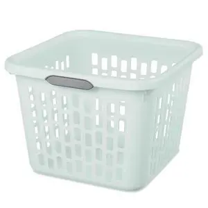 Sterilite Laundry Basket, Plastic Clothes Hamper, Large Square Bin with Comfort Grip Handles and Reinforced Rim, 1.5 Bushel Capacity, Mint, 18 Pack Sterilite Laundry Basket, Plastic Clothes Hamper, Large Square Bin with Comfort Grip Handles and Reinforced Rim, 1.5 Bushel Capacity, Mint, 18 Pack