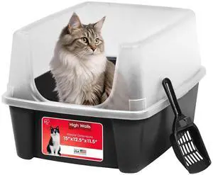 IRIS USA Large High Sided Cat Litter Box, Scatter Shield | High Kickers, Kick-Proof Sides, Extra Deep Pan, Raised Edge Protection, Keeps Floor Clean, Easy Daily Scoop IRIS USA Large High Sided Cat Litter Box, Scatter Shield | High Kickers, Kick-Proof Sides, Extra Deep Pan, Raised Edge Protection, Keeps Floor Clean, Easy Daily Scoop