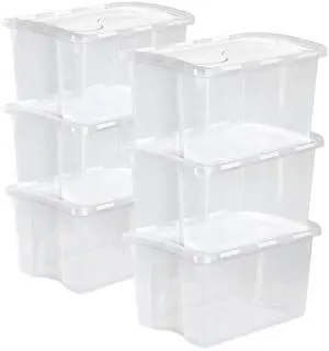 Sterilite 6-Pack Stackable Storage Bin with Lid, Clear Plastic Design, 48 Quart Sterilite 6-Pack Stackable Storage Bin with Lid, Clear Plastic Design, 48 Quart