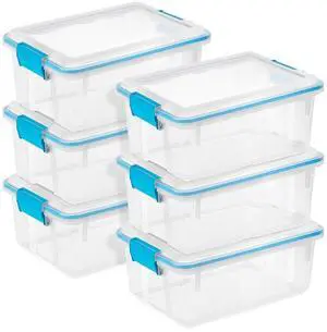 Sterilite Gasket Storage Box with Lids for Home & Office, 12 Quart, 6-Pack | Heavy-Duty, Stackable, and Organizing Containers for Bathroom, Cabinet, Closet, and Garage, Clear and Blue Aquarium Latches Sterilite Gasket Storage Box with Lids for Home & Office, 12 Quart, 6-Pack | Heavy-Duty, Stackable, and Organizing Containers for Bathroom, Cabinet, Closet, and Garage, Clear and Blue Aquarium Latches