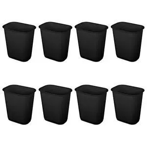 Sterilite Rectangular Wastebasket 3 Gallon, Black, 8 Pack | Small Home Kitchen or Bathroom Trash Bin, Accommodates 4 Gallon Trash Liner Sterilite Rectangular Wastebasket 3 Gallon, Black, 8 Pack | Small Home Kitchen or Bathroom Trash Bin, Accommodates 4 Gallon Trash Liner