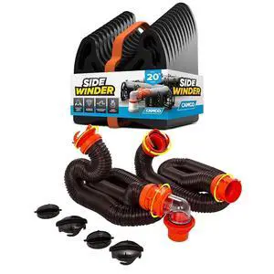 Camco RhinoFLEX 20 Ft RV Sewer Hose Kit with Flexible Sidewinder Support Includes 4-in-1 Adapter, Clear Elbow and Caps Fits 3 Slip and 3, 3½, 4 Threaded Connections Camco RhinoFLEX 20 Ft RV Sewer Hose Kit with Flexible Sidewinder Support Includes 4-in-1 Adapter, Clear Elbow and Caps Fits 3 Slip and 3, 3½, 4 Threaded Connections
