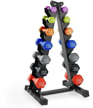 HolaHatha 1, 2 and 3 lb Neoprene Dumbbell Strength Training Weight Set with Rack HolaHatha 1, 2 and 3 lb Neoprene Dumbbell Strength Training Weight Set with Rack