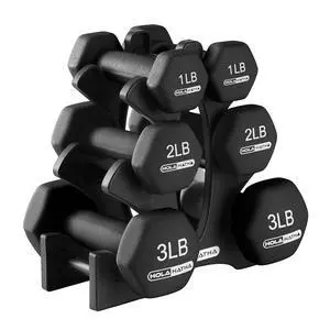 HolaHatha 1, 2 and 3 lb Neoprene Dumbbell Strength Training Weight Set with Rack HolaHatha 1, 2 and 3 lb Neoprene Dumbbell Strength Training Weight Set with Rack