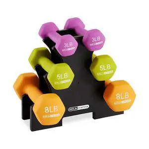 HolaHatha 1, 2 and 3 lb Neoprene Dumbbell Strength Training Weight Set with Rack HolaHatha 1, 2 and 3 lb Neoprene Dumbbell Strength Training Weight Set with Rack