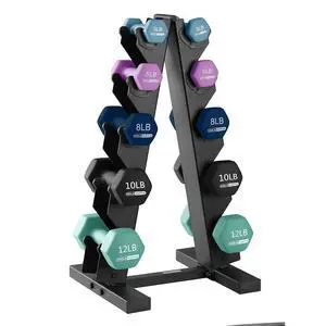 HolaHatha 1, 2 and 3 lb Neoprene Dumbbell Strength Training Weight Set with Rack HolaHatha 1, 2 and 3 lb Neoprene Dumbbell Strength Training Weight Set with Rack