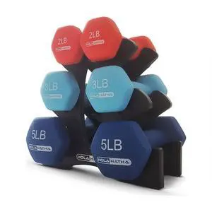 HolaHatha 1, 2 and 3 lb Neoprene Dumbbell Strength Training Weight Set with Rack HolaHatha 1, 2 and 3 lb Neoprene Dumbbell Strength Training Weight Set with Rack
