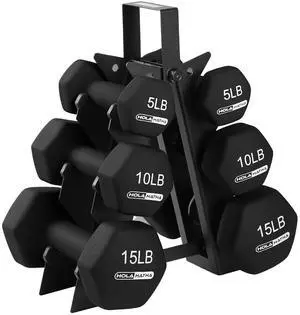HolaHatha 1, 2 and 3 lb Neoprene Dumbbell Strength Training Weight Set with Rack HolaHatha 1, 2 and 3 lb Neoprene Dumbbell Strength Training Weight Set with Rack