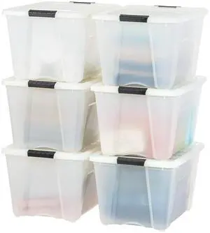 IRIS USA 6-Pack 54 Quart Storage Bins with Lids, Pearl | Conceals stored items for a clean look, Nestable design saves space between uses IRIS USA 6-Pack 54 Quart Storage Bins with Lids, Pearl | Conceals stored items for a clean look, Nestable design saves space between uses