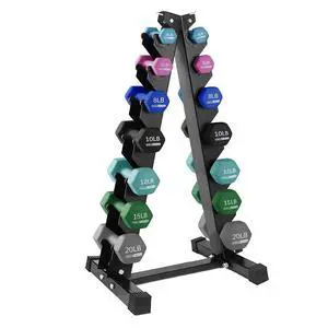 HolaHatha 1, 2 and 3 lb Neoprene Dumbbell Strength Training Weight Set with Rack HolaHatha 1, 2 and 3 lb Neoprene Dumbbell Strength Training Weight Set with Rack