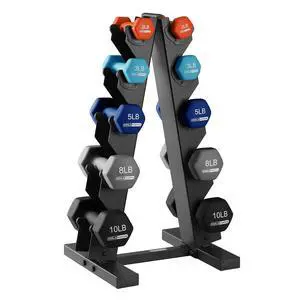 HolaHatha 1, 2 and 3 lb Neoprene Dumbbell Strength Training Weight Set with Rack HolaHatha 1, 2 and 3 lb Neoprene Dumbbell Strength Training Weight Set with Rack