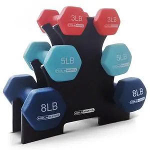 HolaHatha 1, 2 and 3 lb Neoprene Dumbbell Strength Training Weight Set with Rack HolaHatha 1, 2 and 3 lb Neoprene Dumbbell Strength Training Weight Set with Rack