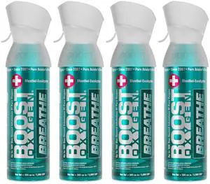 Boost Oxygen Medium Breathe Menthol-Eucalyptus 5L Canister, 4 Pack | Balanced Combination of Portability & O2 Capacity Menthol-Eucalyptus Aroma For Breathing Easier & Cooling Sensation Boost Oxygen Medium Breathe Menthol-Eucalyptus 5L Canister, 4 Pack | Balanced Combination of Portability & O2 Capacity Menthol-Eucalyptus Aroma For Breathing Easier & Cooling Sensation