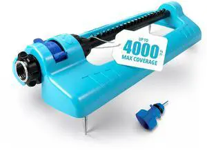Aqua Joe Oscillating Sprinkler with Metal Ground Spike, Adjustable Spray Position Irrigator for 4000 Sq Ft Coverage Compatible with Garden Hoses Aqua Joe Oscillating Sprinkler with Metal Ground Spike, Adjustable Spray Position Irrigator for 4000 Sq Ft Coverage Compatible with Garden Hoses