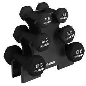 HolaHatha 1, 2 and 3 lb Neoprene Dumbbell Strength Training Weight Set with Rack HolaHatha 1, 2 and 3 lb Neoprene Dumbbell Strength Training Weight Set with Rack