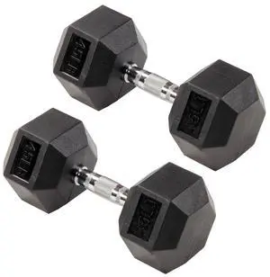 Signature Fitness Rubber Coated Hex Dumbbells Hand Weights for Exercises and Fitness Home Gym, 5-50 lbs, Pairs Signature Fitness Rubber Coated Hex Dumbbells Hand Weights for Exercises and Fitness Home Gym, 5-50 lbs, Pairs