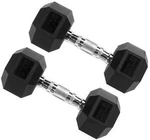 Signature Fitness Rubber Coated Hex Dumbbells Hand Weights for Exercises and Fitness Home Gym, 5-50 lbs, Pairs Signature Fitness Rubber Coated Hex Dumbbells Hand Weights for Exercises and Fitness Home Gym, 5-50 lbs, Pairs