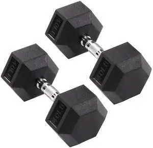 Signature Fitness Rubber Coated Hex Dumbbells Hand Weights for Exercises and Fitness Home Gym, 5-50 lbs, Pairs Signature Fitness Rubber Coated Hex Dumbbells Hand Weights for Exercises and Fitness Home Gym, 5-50 lbs, Pairs