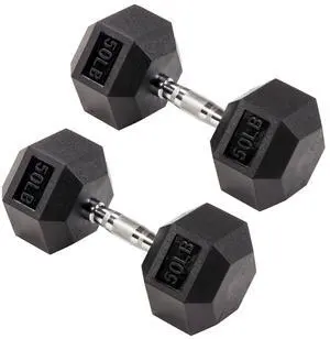 Signature Fitness Rubber Coated Hex Dumbbells Hand Weights for Exercises and Fitness Home Gym, 5-50 lbs, Pairs Signature Fitness Rubber Coated Hex Dumbbells Hand Weights for Exercises and Fitness Home Gym, 5-50 lbs, Pairs