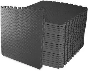 BalanceFrom Puzzle Exercise Mat 3/4-inch Thick, EVA Interlocking Foam Floor | Tiles for Home Gym, Studio, or Playroom Flooring, Black, 24 in x 24 in x 3/4 in, 96 Sq Ft - 24 Tiles BalanceFrom Puzzle Exercise Mat 3/4-inch Thick, EVA Interlocking Foam Floor | Tiles for Home Gym, Studio, or Playroom Flooring, Black, 24 in x 24 in x 3/4 in, 96 Sq Ft - 24 Tiles
