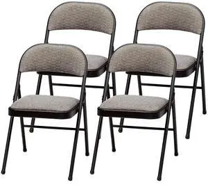 Sudden Comfort Deluxe Portable Padded Foldable Chairs, Lightweight and Cushioned Metal Fabric Folding Chair, Black - Compact and Collapsible Furniture for Indoor and Outdoor Use (Set of 4) Sudden Comfort Deluxe Portable Padded Foldable Chairs, Lightweight and Cushioned Metal Fabric Folding Chair, Black - Compact and Collapsible Furniture for Indoor and Outdoor Use (Set of 4)