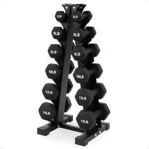 BalanceFrom Neoprene Coated Iron Dumbbell Hex Weights Set with Stand Color-Coded or Black Options with Non-Slip Grip for Strength Training, Resistance Workouts, and Home Gym Fitness BalanceFrom Neoprene Coated Iron Dumbbell Hex Weights Set with Stand Color-Coded or Black Options with Non-Slip Grip for Strength Training, Resistance Workouts, and Home Gym Fitness