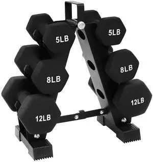 BalanceFrom Neoprene Coated Iron Dumbbell Hex Weights Set with Stand Color-Coded or Black Options with Non-Slip Grip for Strength Training, Resistance Workouts, and Home Gym Fitness BalanceFrom Neoprene Coated Iron Dumbbell Hex Weights Set with Stand Color-Coded or Black Options with Non-Slip Grip for Strength Training, Resistance Workouts, and Home Gym Fitness