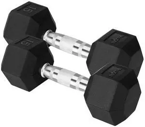 Yes4All Chrome/Rubber Grip Encased Hex Dumbbells Hand Weights With Anti-Slip 10-30 LBS Pair Yes4All Chrome/Rubber Grip Encased Hex Dumbbells Hand Weights With Anti-Slip 10-30 LBS Pair