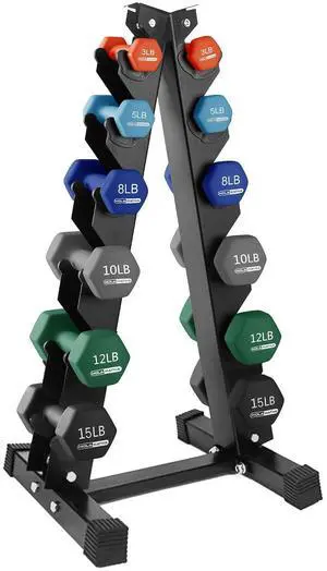 HolaHatha 1, 2 and 3 lb Neoprene Dumbbell Strength Training Weight Set with Rack HolaHatha 1, 2 and 3 lb Neoprene Dumbbell Strength Training Weight Set with Rack
