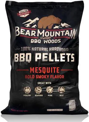 Bear Mountain All Natural Wood Pellets for Smoker, Grill & BBQ, 20 Lbs, Mesquite Bear Mountain All Natural Wood Pellets for Smoker, Grill & BBQ, 20 Lbs, Mesquite